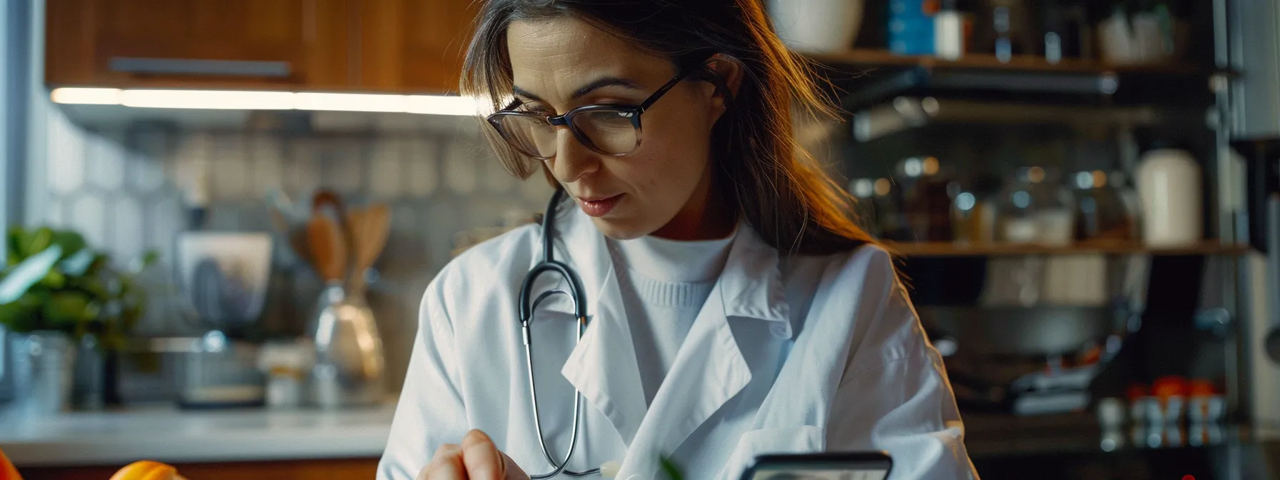 a dietitian looking at a responsive website on a smartphone.