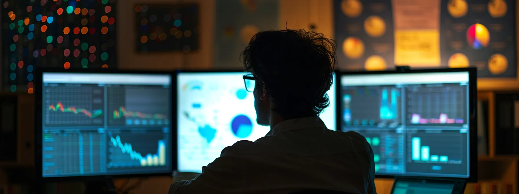 a person analyzing analytics data on a computer screen with various websites open.