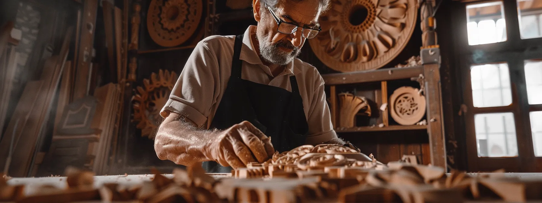 a woodworker displaying their intricate design on a popular social media platform.