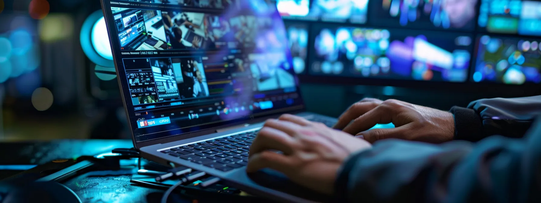 a person typing on a laptop while looking at a screen filled with media queries on the haro platform.