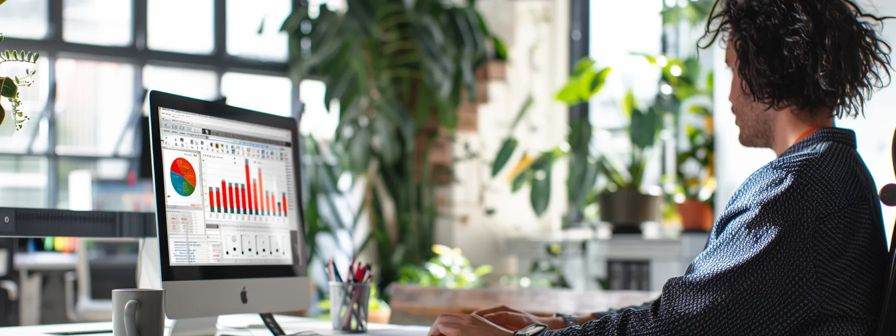 a person using advanced seo analysis tools in a modern office setting in melbourne.