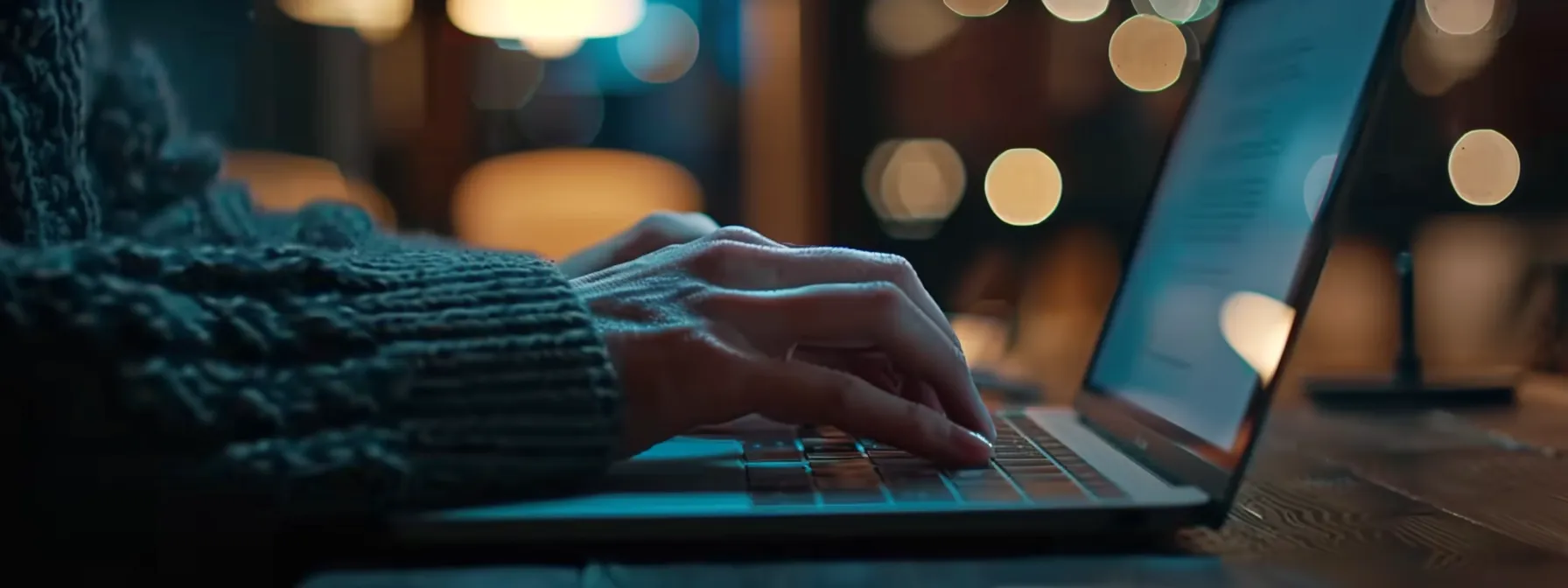 a person typing on a laptop while participating in an online industry forum discussion.