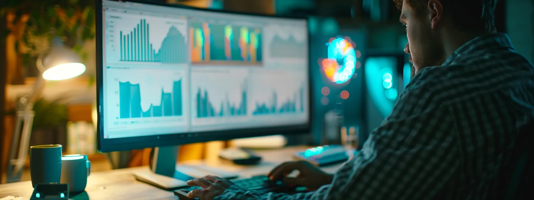 a person analyzing keyword research data on a computer screen.