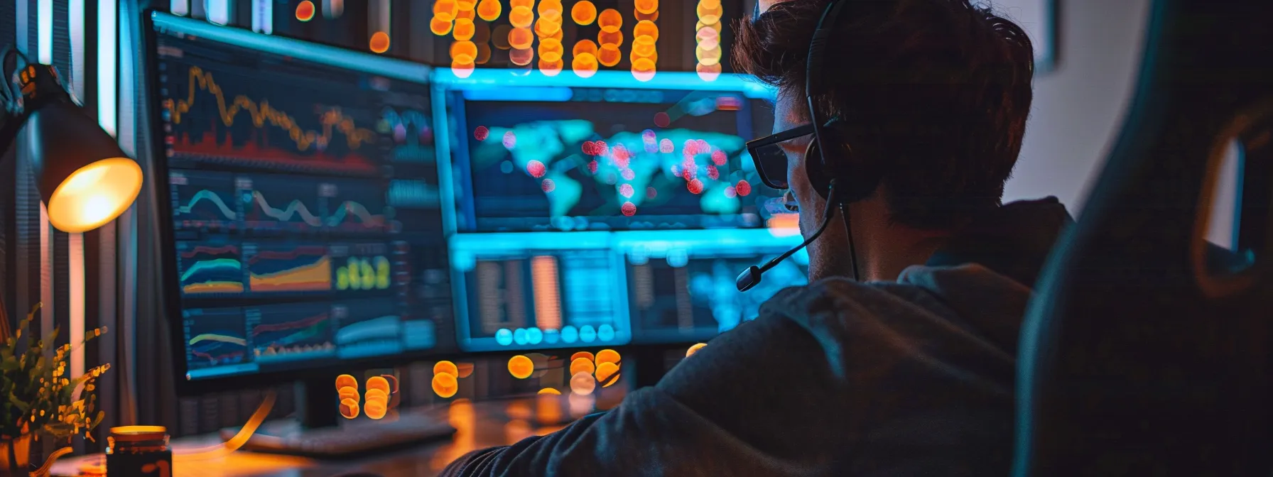 a person analyzing graphs and charts on a computer screen.