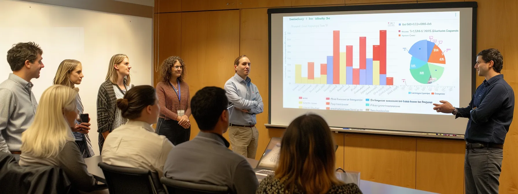 a team of professionals gathered around a whiteboard, analyzing data and discussing strategies for improving lead qualification processes.