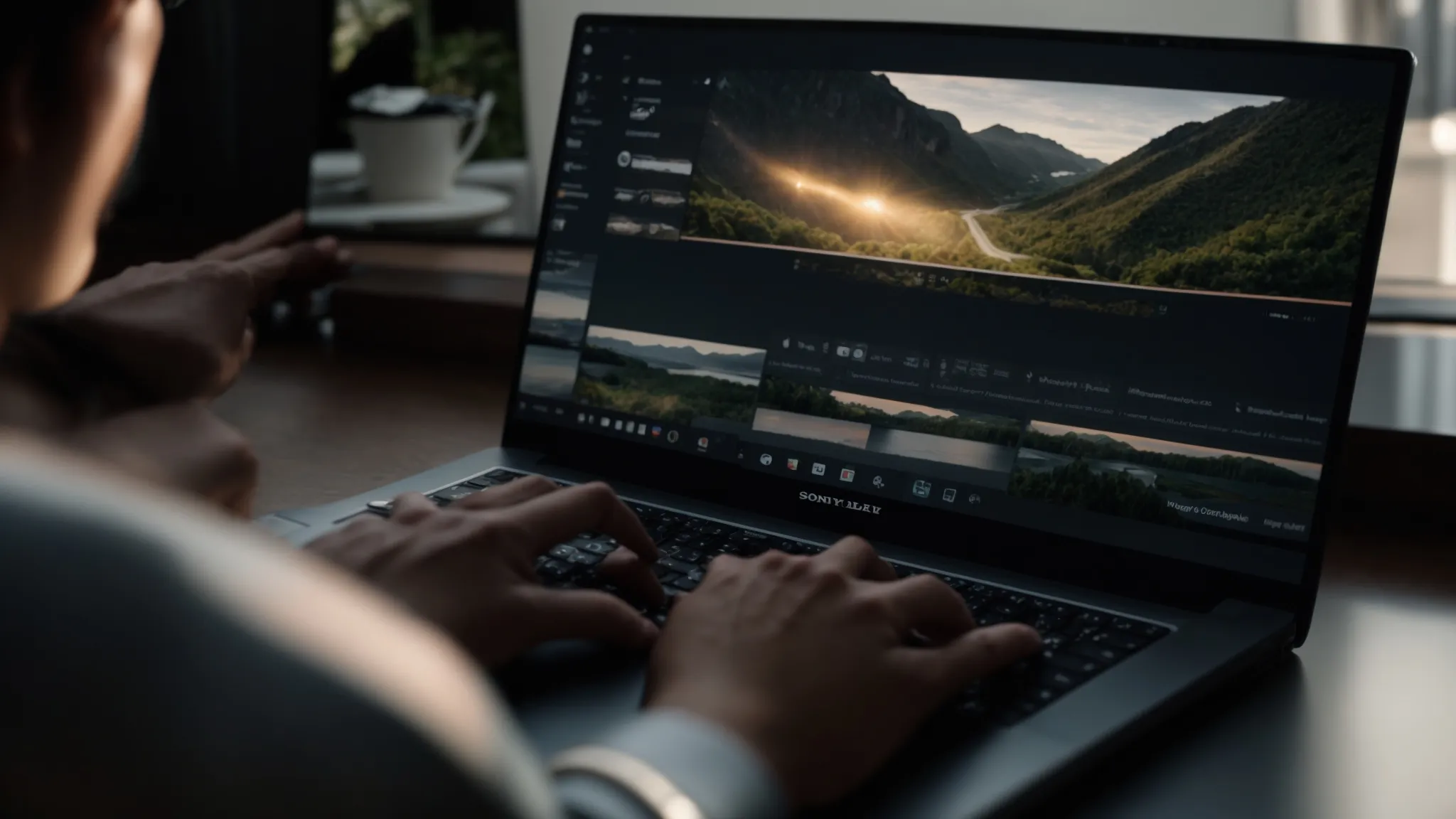 a person typing on a laptop, customizing an email with personalized content.