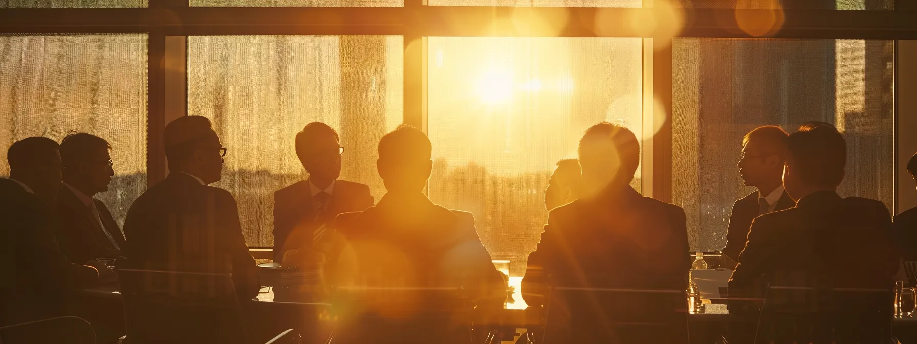 a group of corporate executives discussing reputation risk management strategies in a conference room.