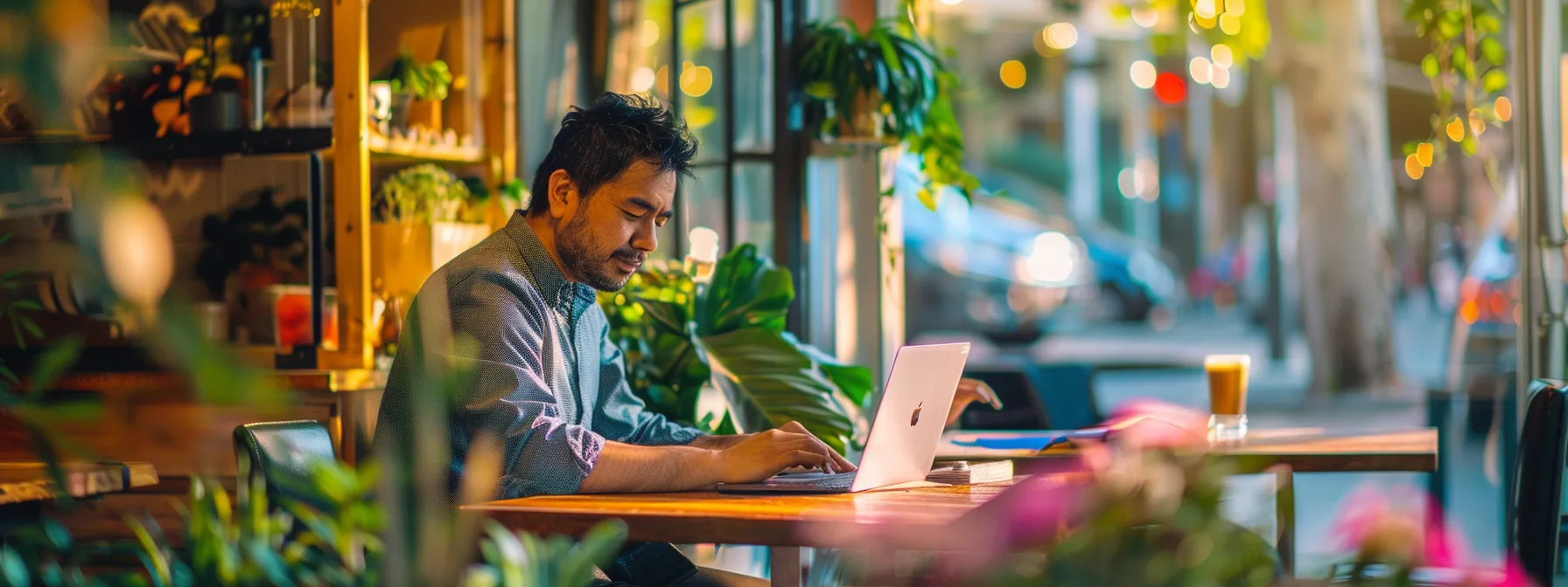 a business owner in melbourne updating their google my business profile with local keywords and offers.