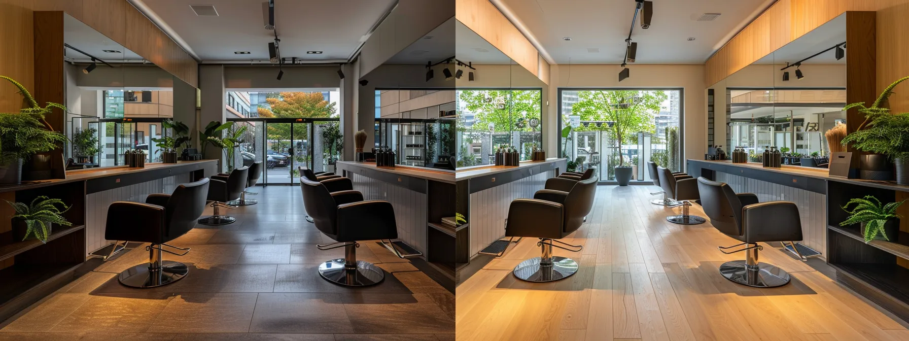 stylish hair salon with a modern interior and sleek furniture.