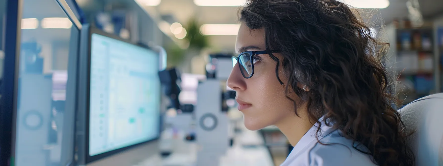 an eye care professional updating their google my business listing on their computer.