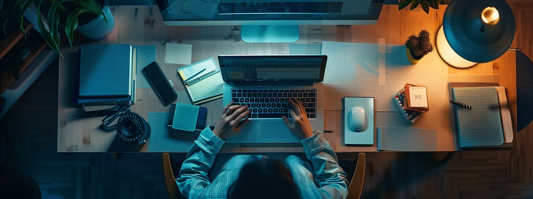 a web designer using a laptop to optimize a website layout for different devices.