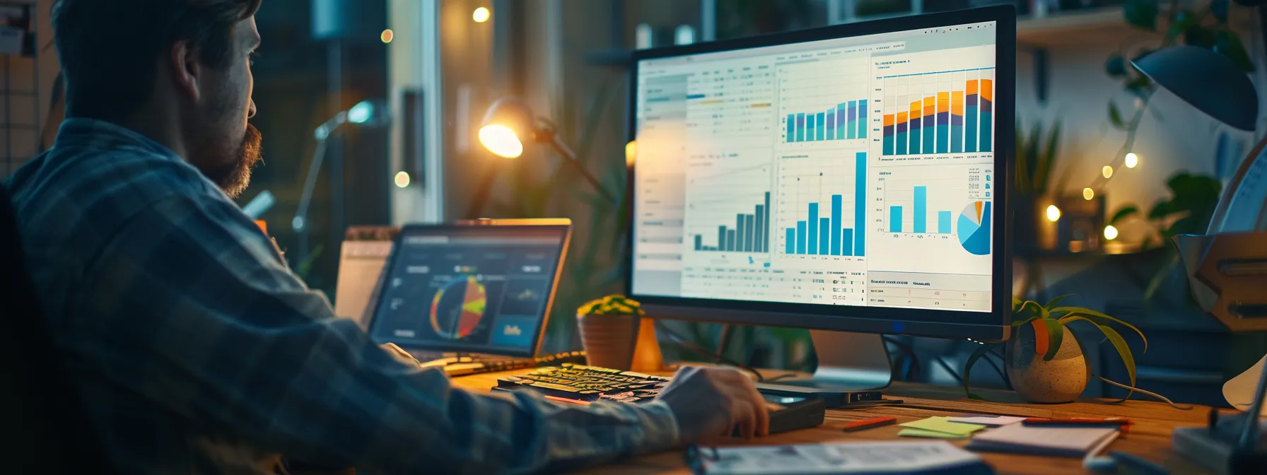 a person working on a computer screen with various b2b lead generation tools displayed on the screen.