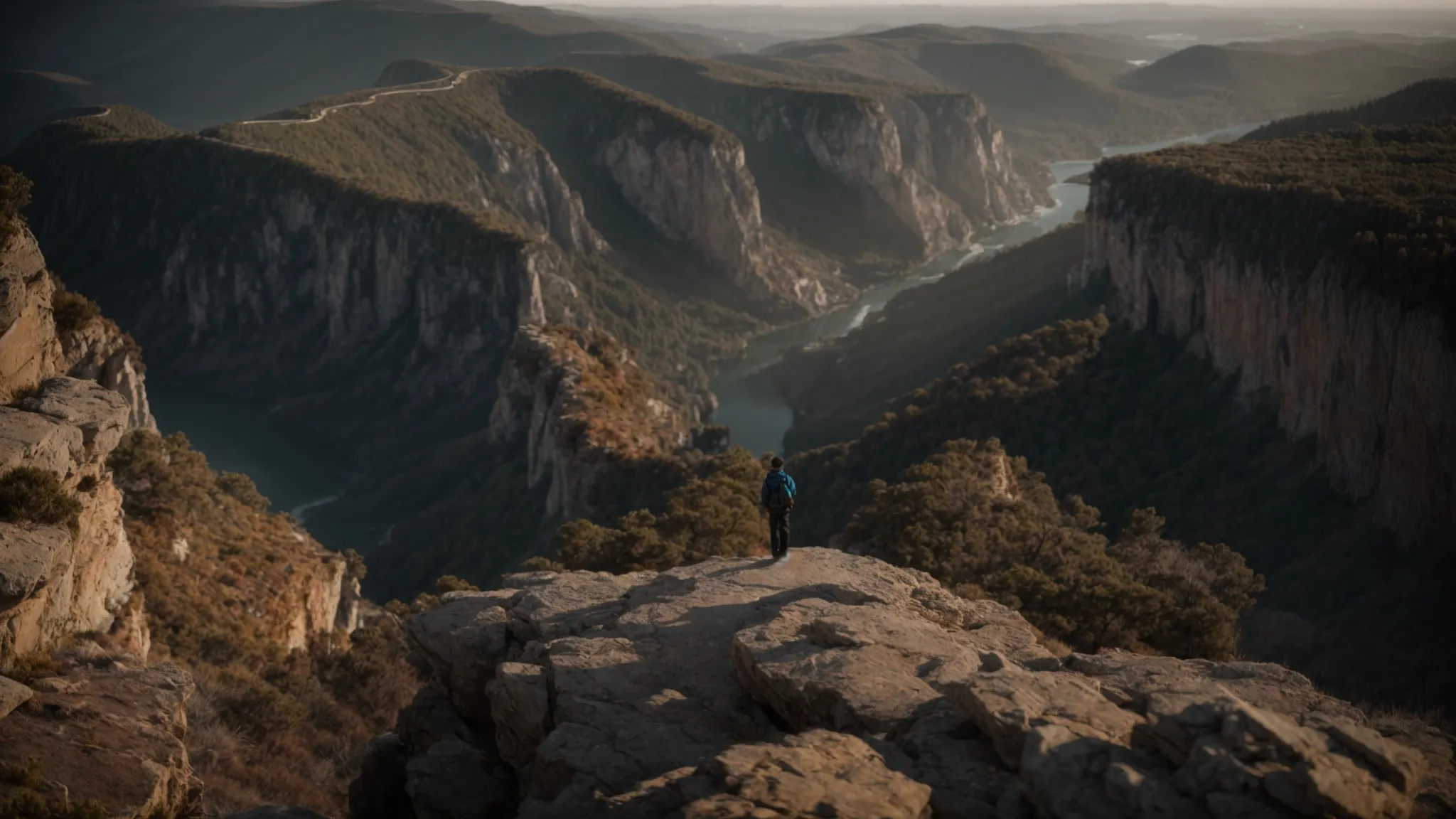 a person standing at the edge of a cliff, contemplating a leap of faith.