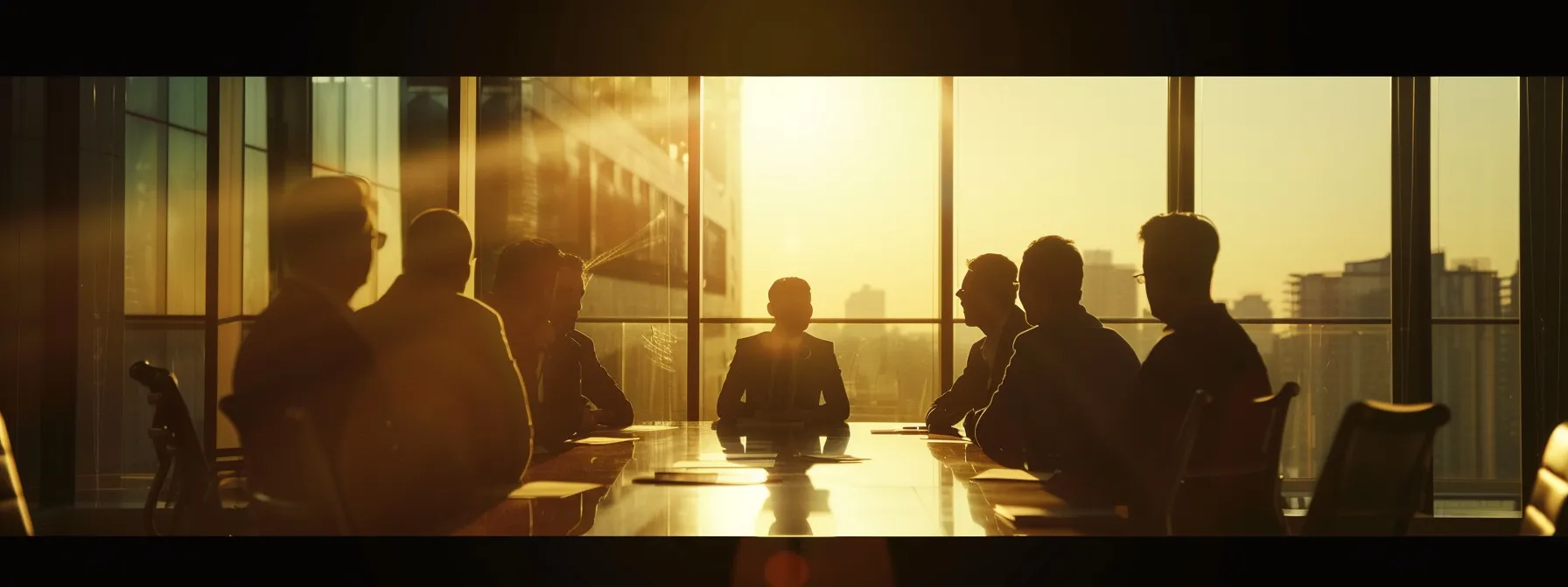 a group of business people in a boardroom having a discussion.